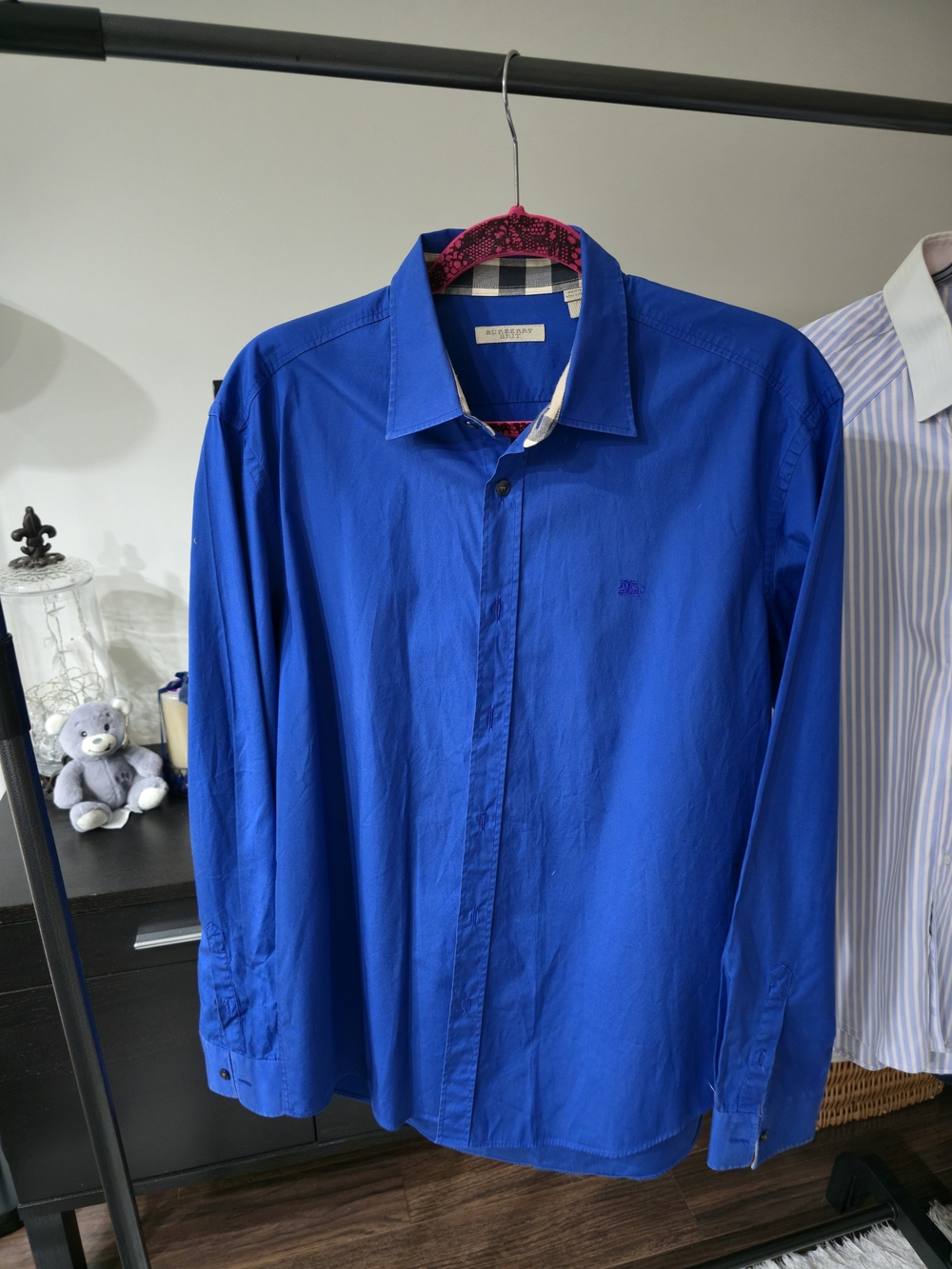 Burberry Men's Royal Blue Button-Down Dress Shirt